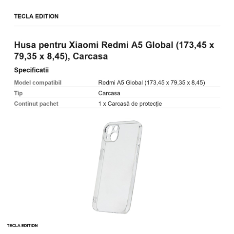 Husa Slim 2 mm pentru Xiaomi Redmi A5 Global, Carcasa, Transparent [2]