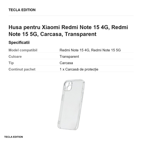 Husa Slim 2 mm pentru Xiaomi Redmi Note 15 4G, Redmi Note 15 5G, Carcasa, Transparent [2]