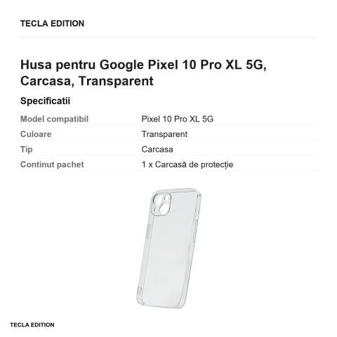 Husa Slim 2 mm XL pentru Google Pixel 10 Pro XL 5G, Carcasa, Transparent [2]