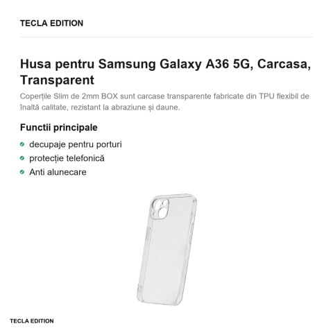 Husa Slim 2mm Box pentru Samsung Galaxy A36 5G, Carcasa, Transparent [1]