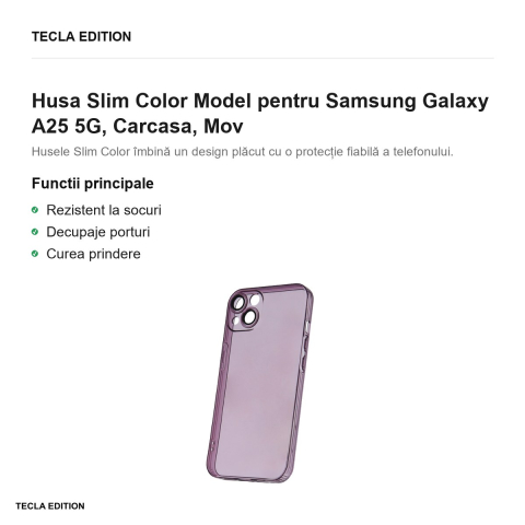 Husa Slim Color Model pentru Samsung Galaxy A25 5G, Carcasa, Mov [1]