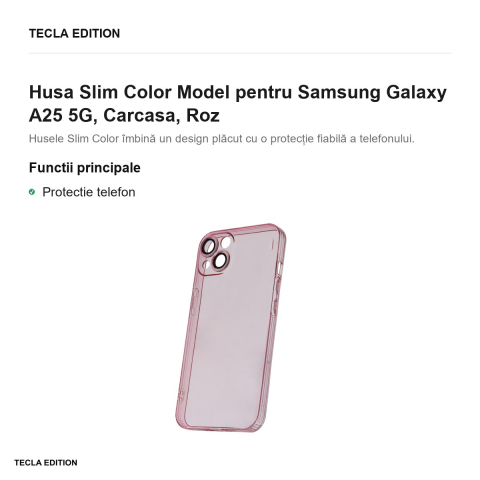 Husa Slim Color Model pentru Samsung Galaxy A25 5G, Carcasa, Roz [1]