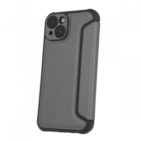 Husa Smart Carbon, compatibila cu Samsung Galaxy A34 5G, premium flip book cu inchidere magnetica si margini intarite, buzunar card, gri [1]