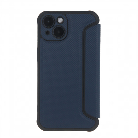 Husa Smart Carbon, compatibila cu Samsung Galaxy S23, premium flip book cu inchidere magnetica si margini intarite, buzunar card, albastra [1]