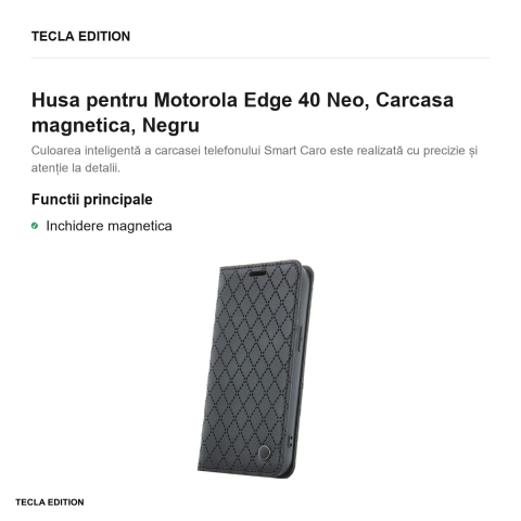 Husa Smart Caro pentru Motorola Edge 40 Neo, tip carte cu inchidere magnetica, Negru [1]