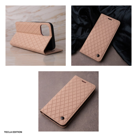 Husa Smart Caro pentru Motorola Moto G24, Moto G04, tip carte cu inchidere magnetica, Bej [4]
