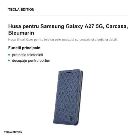Husa Smart Caro pentru Samsung Galaxy A27 5G, tip carte, Bleumarin [1]