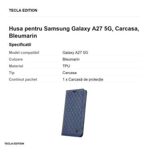 Husa Smart Caro pentru Samsung Galaxy A27 5G, tip carte, Bleumarin [2]