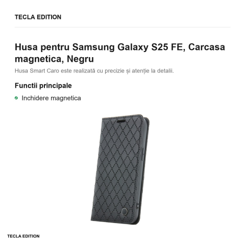 Husa Smart Caro pentru Samsung Galaxy S25 FE, tip carte cu inchidere magnetica, Negru [1]