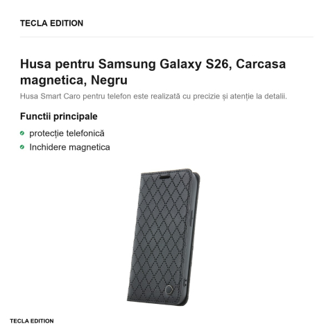 Husa Smart Caro pentru Samsung Galaxy S26, tip carte cu inchidere magnetica, Negru [1]