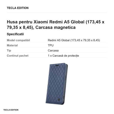 Husa Smart Caro pentru Xiaomi Redmi A5 Global, tip carte cu inchidere magnetica, Albastru [2]