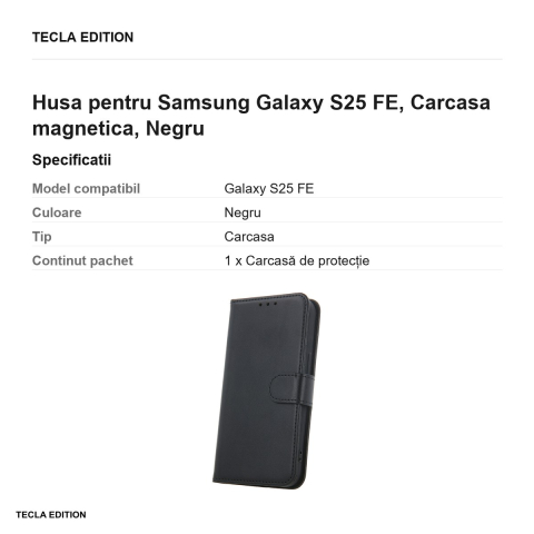 Husa Smart Classic pentru Samsung Galaxy S25 FE, tip carte cu inchidere magnetica, Negru [2]