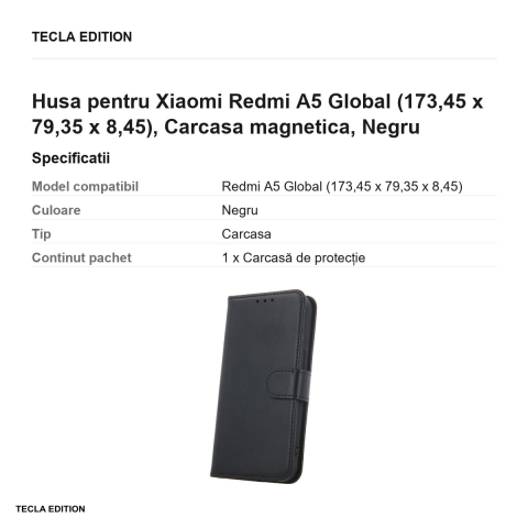 Husa Smart Classic pentru Xiaomi Redmi A5 Global, tip carte cu inchidere magnetica, Negru [2]