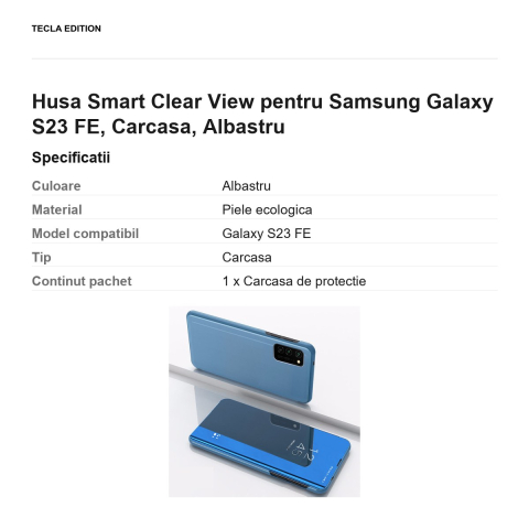 Husa Smart Clear View pentru Samsung Galaxy S23 FE, Carcasa, Albastru [2]