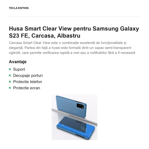 Husa Smart Clear View pentru Samsung Galaxy S23 FE, Carcasa, Albastru [1]