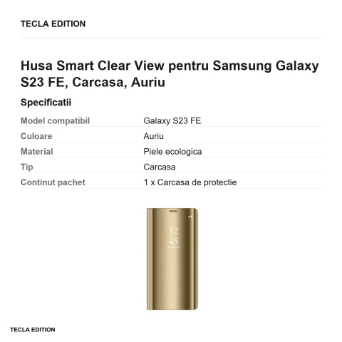 Husa Smart Clear View pentru Samsung Galaxy S23 FE, Carcasa, Auriu [2]
