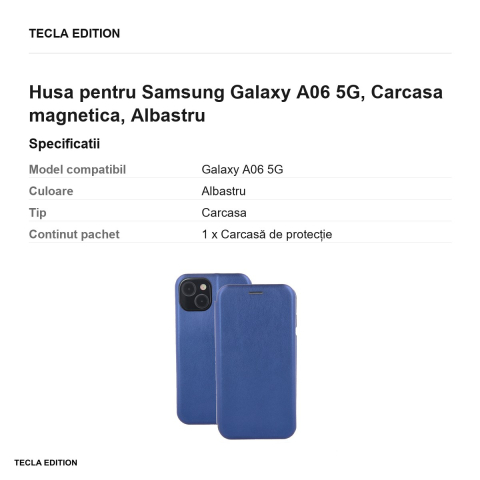 Husa Smart Diva pentru Samsung Galaxy A06 5G, tip carte cu inchidere magnetica, Albastru [2]