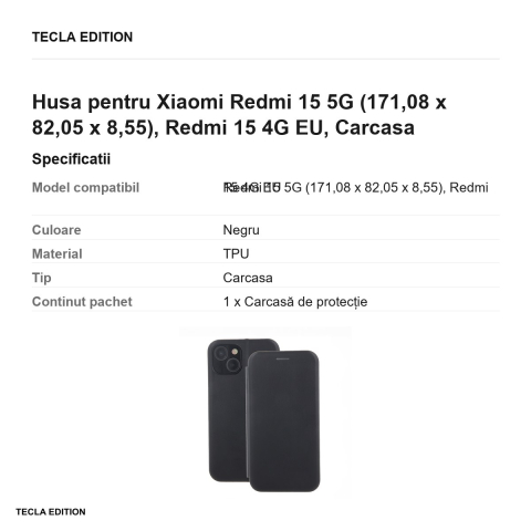 Husa Smart Diva pentru Xiaomi Redmi 15 5G, Redmi 15 4G EU, tip carte cu inchidere magnetica, Negru [2]
