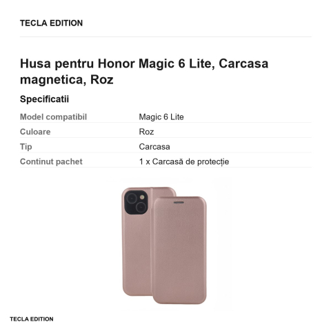 Husa Smart Diva rose pentru Honor Magic 6 Lite, tip carte cu inchidere magnetica, Roz [2]