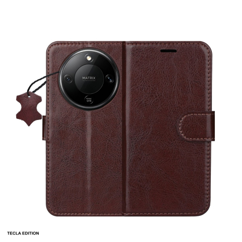 Huse telefoane - Husa Smart Luxe leather pentru Honor Magic 8 Lite, tip carte cu inchidere magnetica, Maro