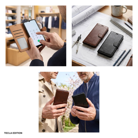 Husa Smart Luxe leather pentru Honor Magic 8 Lite, tip carte cu inchidere magnetica, Maro [3]