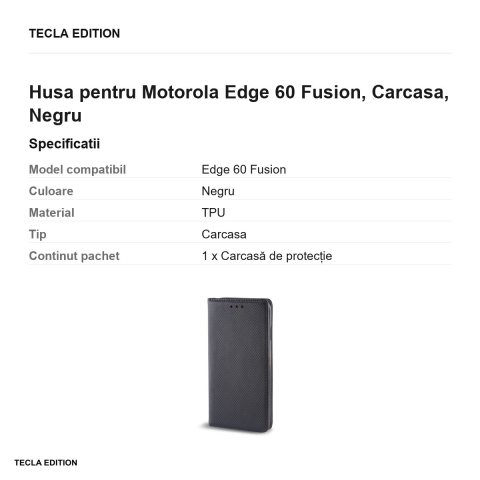 Husa Smart Magnet Fusion pentru Motorola Edge 60 Fusion, tip carte, Negru [2]