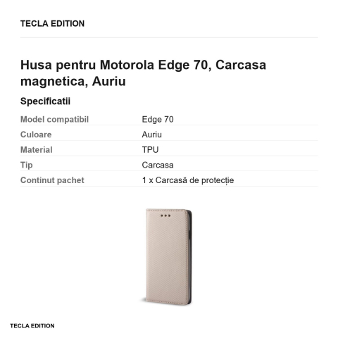 Husa Smart Magnet pentru Motorola Edge 70, tip carte cu inchidere magnetica, Auriu [2]