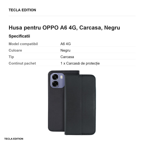 Husa Smart Magnet pentru OPPO A6 4G, tip carte, Negru [2]