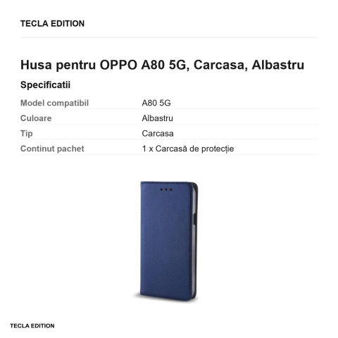 Husa Smart Magnet pentru OPPO A80 5G, tip carte, Albastru [2]