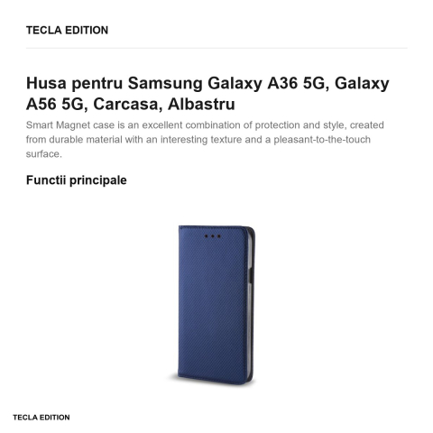 Husa Smart Magnet pentru Samsung Galaxy A36 5G, Galaxy A56 5G, tip carte, Albastru [1]
