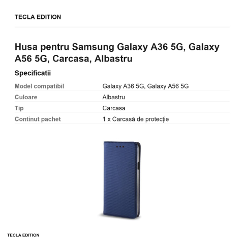 Husa Smart Magnet pentru Samsung Galaxy A36 5G, Galaxy A56 5G, tip carte, Albastru [2]