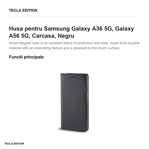 Husa Smart Magnet pentru Samsung Galaxy A36 5G, Galaxy A56 5G, tip carte, Negru [1]