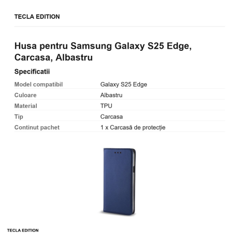 Husa Smart Magnet pentru Samsung Galaxy S25 Edge, tip carte, Albastru [2]