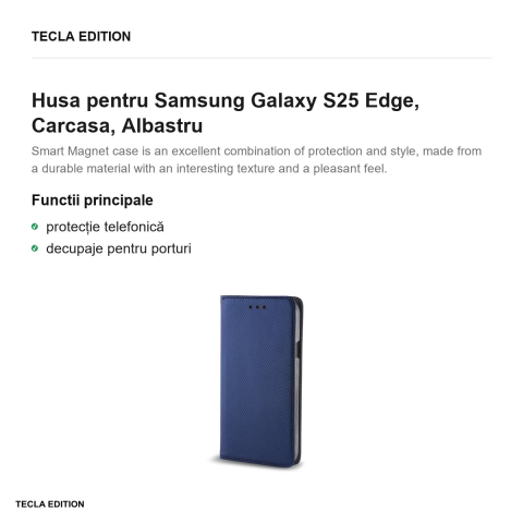 Husa Smart Magnet pentru Samsung Galaxy S25 Edge, tip carte, Albastru [1]