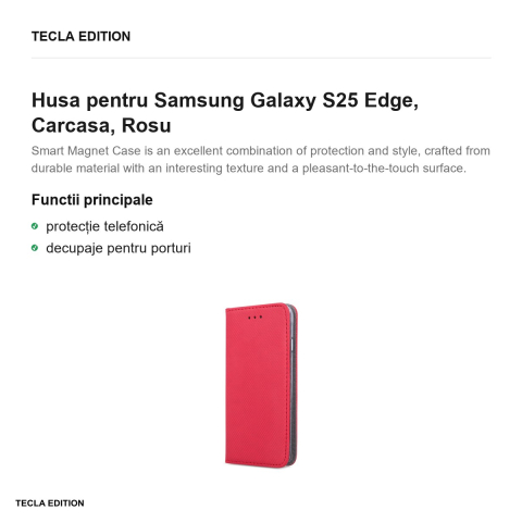 Husa Smart Magnet pentru Samsung Galaxy S25 Edge, tip carte, Rosu [1]