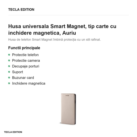 Husa Smart Magnet pentru Xiaomi 17T, tip carte cu inchidere magnetica, Auriu [1]