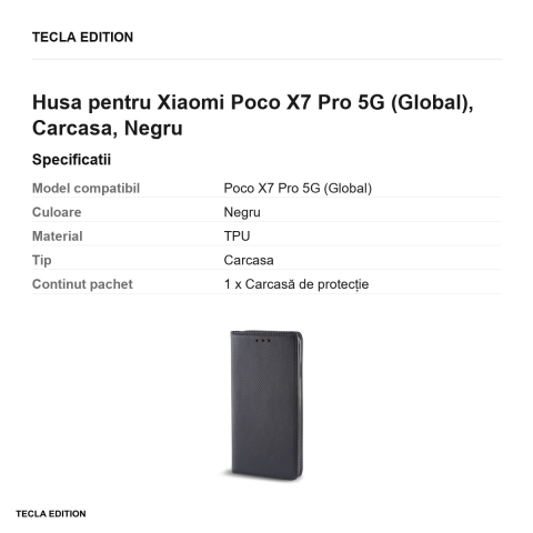 Husa Smart Magnet pentru Xiaomi Poco X7 Pro 5G (Global), tip carte, Negru [2]