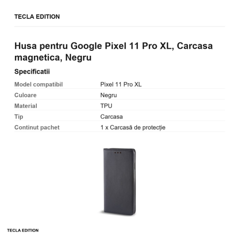 Husa Smart Magnet XL pentru Google Pixel 11 Pro XL, tip carte cu inchidere magnetica, Negru [2]