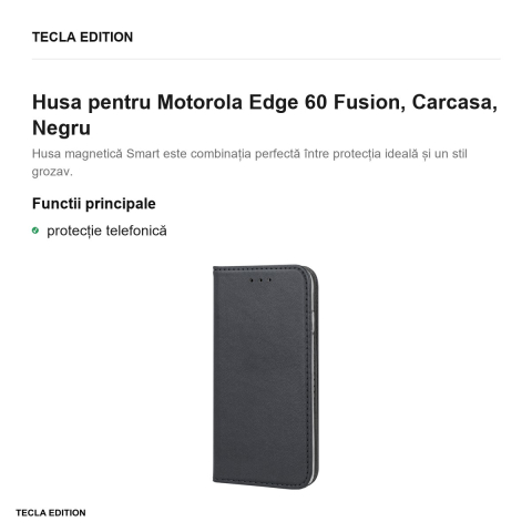 Husa Smart Magnetic Fusion pentru Motorola Edge 60 Fusion, tip carte, Negru [1]