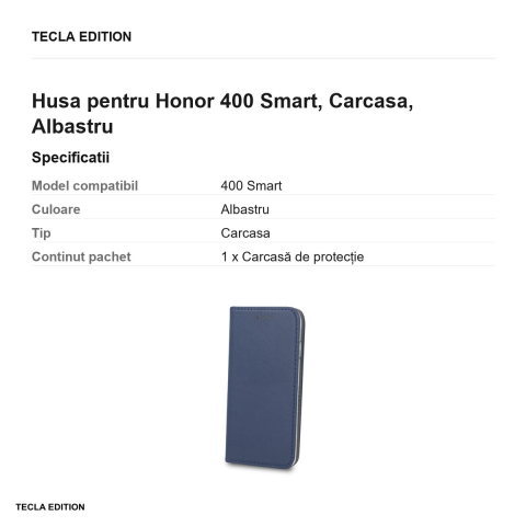 Husa Smart Magnetic pentru Honor 400 Smart, tip carte, Albastru [2]