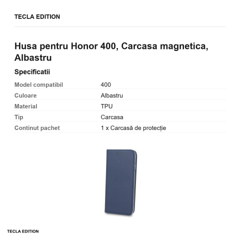 Husa Smart Magnetic pentru Honor 400, tip carte cu inchidere magnetica, Albastru [2]