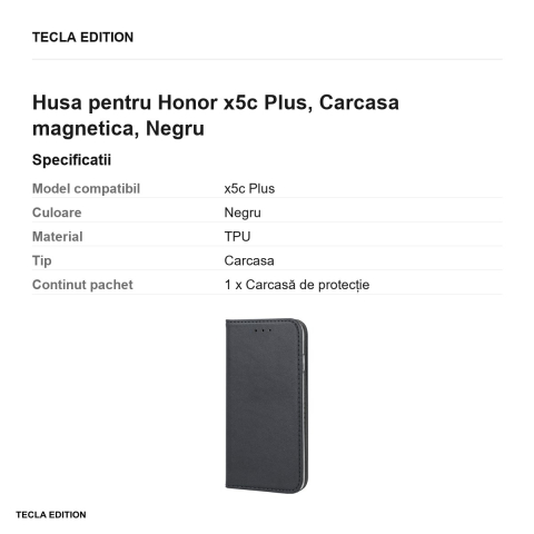 Husa Smart Magnetic pentru Honor x5c Plus, tip carte cu inchidere magnetica, Negru [2]