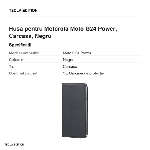 Husa Smart Magnetic pentru Motorola Moto G24 Power, tip carte, Negru [2]
