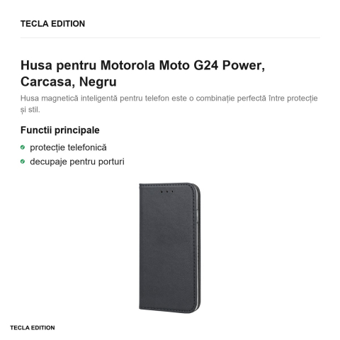 Husa Smart Magnetic pentru Motorola Moto G24 Power, tip carte, Negru [1]