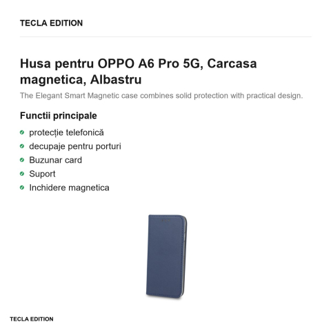 Husa Smart Magnetic pentru OPPO A6 Pro 5G, tip carte cu inchidere magnetica, Albastru [1]