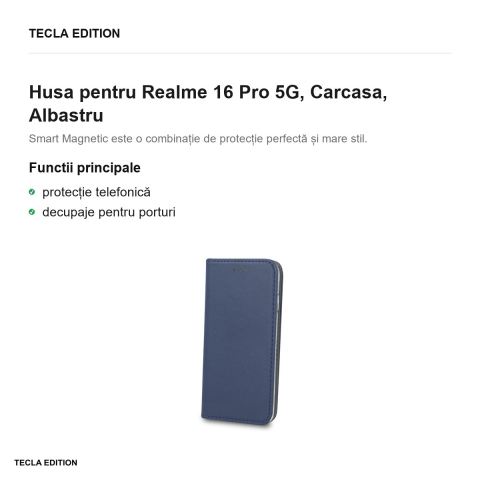 Husa Smart Magnetic pentru Realme 16 Pro 5G, tip carte, Albastru [1]
