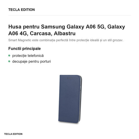 Husa Smart Magnetic pentru Samsung Galaxy A06 5G, Galaxy A06 4G, tip carte, Albastru [1]