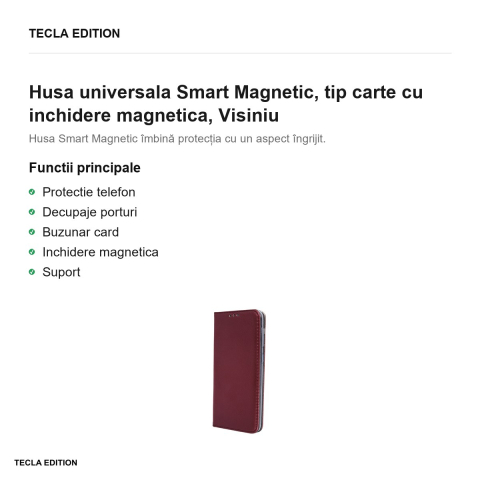 Husa Smart Magnetic pentru Xiaomi 17T Pro, tip carte cu inchidere magnetica, Visiniu [1]