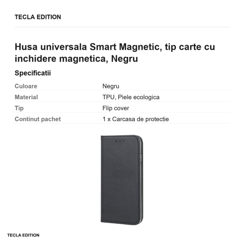 Husa Smart Magnetic pentru Xiaomi 17T, tip carte cu inchidere magnetica, Negru [2]