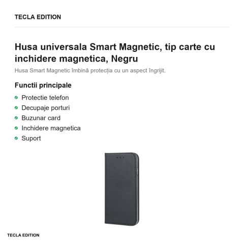 Husa Smart Magnetic pentru Xiaomi 17T, tip carte cu inchidere magnetica, Negru [1]